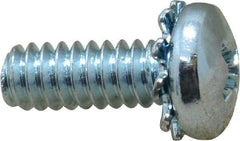 Value Collection - #10-24 UNC, 1/2" Length Under Head Phillips Drive Machine Screw - Pan Head, Grade J82 Steel, Zinc-Plated Finish, External Tooth - Industrial Tool & Supply