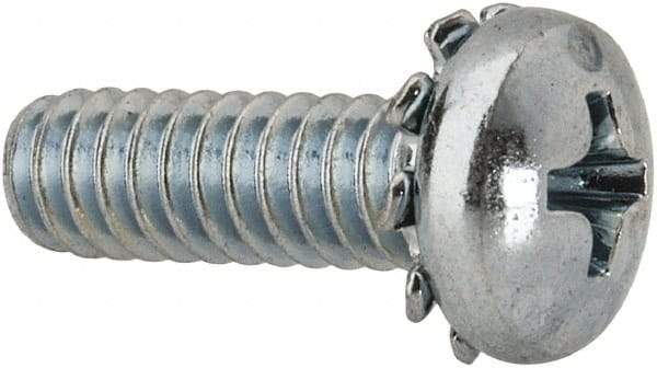 Value Collection - #10-24 UNC, 5/8" Length Under Head Phillips Drive Machine Screw - Pan Head, Grade J82 Steel, Zinc-Plated Finish, External Tooth - Industrial Tool & Supply