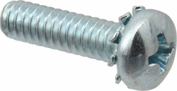 Value Collection - #10-24 UNC, 3/4" Length Under Head Phillips Drive Machine Screw - Pan Head, Grade J82 Steel, Zinc-Plated Finish, External Tooth - Industrial Tool & Supply
