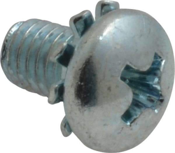 Value Collection - #10-32 UNF, 5/16" Length Under Head Phillips Drive Machine Screw - Pan Head, Grade J82 Steel, Zinc-Plated Finish, External Tooth - Industrial Tool & Supply