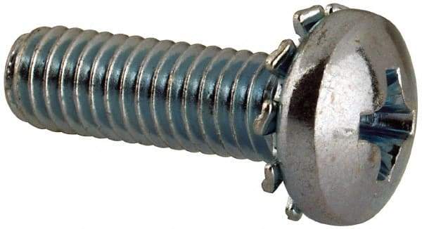 Value Collection - #10-32 UNF, 5/8" Length Under Head Phillips Drive Machine Screw - Pan Head, Grade J82 Steel, Zinc-Plated Finish, External Tooth - Industrial Tool & Supply