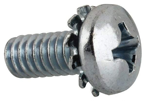 Value Collection - 1/4-20 UNC, 5/8" Length Under Head Phillips Drive Machine Screw - Pan Head, Grade J82 Steel, Zinc-Plated Finish, External Tooth - Industrial Tool & Supply