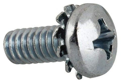 Value Collection - 1/4-20 UNC, 5/8" Length Under Head Phillips Drive Machine Screw - Pan Head, Grade J82 Steel, Zinc-Plated Finish, External Tooth - Industrial Tool & Supply