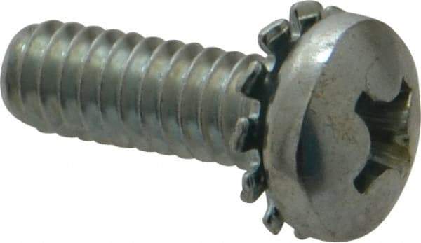 Value Collection - 1/4-20 UNC, 3/4" Length Under Head Phillips Drive Machine Screw - Pan Head, Grade J82 Steel, Zinc-Plated Finish, External Tooth - Industrial Tool & Supply