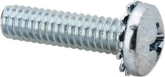 Value Collection - 1/4-20 UNC, 1" Length Under Head Phillips Drive Machine Screw - Pan Head, Grade J82 Steel, Zinc-Plated Finish, External Tooth - Industrial Tool & Supply