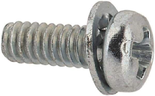 Value Collection - #2-56 UNC, 1/4" Length Under Head Phillips Drive Machine Screw - Pan Head, Grade J82 Steel, Zinc-Plated Finish, Internal Tooth - Industrial Tool & Supply