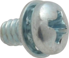 Value Collection - #6-32 UNC, 1/4" Length Under Head Phillips Drive Machine Screw - Pan Head, Grade J82 Steel, Zinc-Plated Finish, Internal Tooth - Industrial Tool & Supply