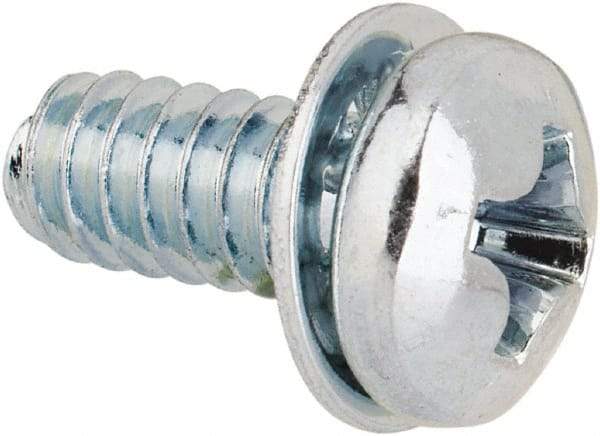 Value Collection - #6-32 UNC, 5/16" Length Under Head Phillips Drive Machine Screw - Pan Head, Grade J82 Steel, Zinc-Plated Finish, Internal Tooth - Industrial Tool & Supply