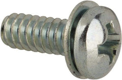 Value Collection - #6-32 UNC, 3/8" Length Under Head Phillips Drive Machine Screw - Pan Head, Grade J82 Steel, Zinc-Plated Finish, Internal Tooth - Industrial Tool & Supply