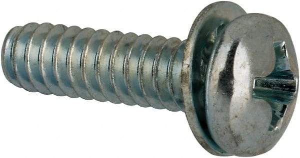 Value Collection - #6-32 UNC, 1/2" Length Under Head Phillips Drive Machine Screw - Pan Head, Grade J82 Steel, Zinc-Plated Finish, Internal Tooth - Industrial Tool & Supply
