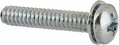Value Collection - #6-32 UNC, 3/4" Length Under Head Phillips Drive Machine Screw - Pan Head, Grade J82 Steel, Zinc-Plated Finish, Internal Tooth - Industrial Tool & Supply