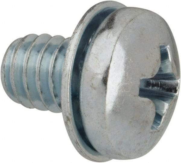 Value Collection - #8-32 UNC, 1/4" Length Under Head Phillips Drive Machine Screw - Pan Head, Grade J82 Steel, Zinc-Plated Finish, Internal Tooth - Industrial Tool & Supply