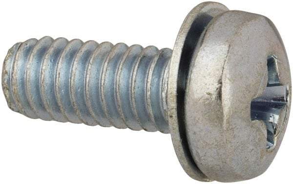 Value Collection - #8-32 UNC, 7/16" Length Under Head Phillips Drive Machine Screw - Pan Head, Grade J82 Steel, Zinc-Plated Finish, Internal Tooth - Industrial Tool & Supply