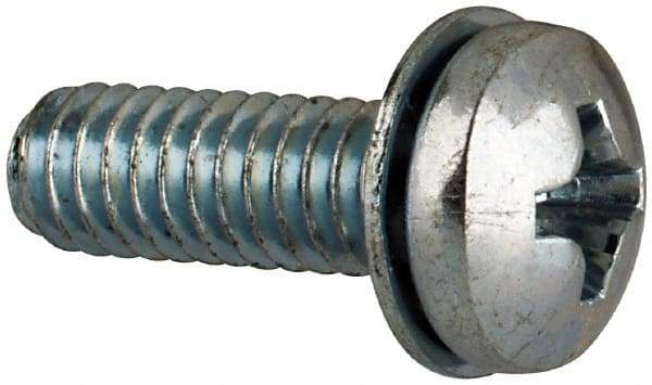 Value Collection - #8-32 UNC, 1/2" Length Under Head Phillips Drive Machine Screw - Pan Head, Grade J82 Steel, Zinc-Plated Finish, Internal Tooth - Industrial Tool & Supply