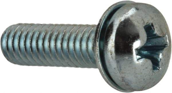 Value Collection - #8-32 UNC, 5/8" Length Under Head Phillips Drive Machine Screw - Pan Head, Grade J82 Steel, Zinc-Plated Finish, Internal Tooth - Industrial Tool & Supply