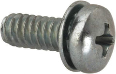 Value Collection - #10-24 UNC, 1/2" Length Under Head Phillips Drive Machine Screw - Pan Head, Grade J82 Steel, Zinc-Plated Finish, Internal Tooth - Industrial Tool & Supply