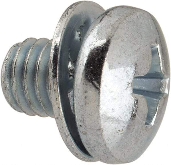 Value Collection - #10-32 UNF, 1/4" Length Under Head Phillips Drive Machine Screw - Pan Head, Grade J82 Steel, Zinc-Plated Finish, Internal Tooth - Industrial Tool & Supply
