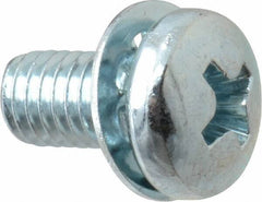 Value Collection - #10-32 UNF, 3/8" Length Under Head Phillips Drive Machine Screw - Pan Head, Grade J82 Steel, Zinc-Plated Finish, Internal Tooth - Industrial Tool & Supply
