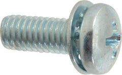 Value Collection - #10-32 UNF, 1/2" Length Under Head Phillips Drive Machine Screw - Pan Head, Grade J82 Steel, Zinc-Plated Finish, Internal Tooth - Industrial Tool & Supply