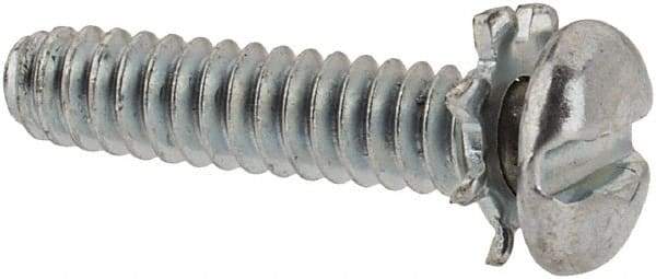 Value Collection - #4-40 UNC, 1/2" Length Under Head Slotted Drive Machine Screw - Pan Head, Grade J82 Steel, Zinc-Plated Finish, External Tooth - Industrial Tool & Supply