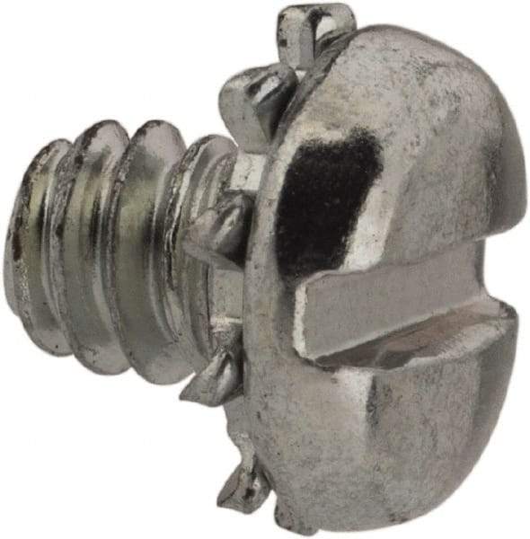Value Collection - #6-32 UNC, 3/16" Length Under Head Slotted Drive Machine Screw - Pan Head, Grade J82 Steel, Zinc-Plated Finish, External Tooth - Industrial Tool & Supply