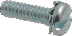 Value Collection - #6-32 UNC, 1/2" Length Under Head Slotted Drive Machine Screw - Pan Head, Grade J82 Steel, Zinc-Plated Finish, External Tooth - Industrial Tool & Supply