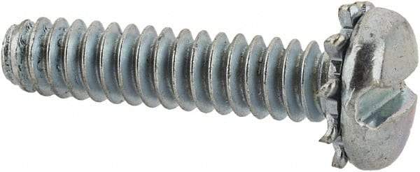Value Collection - #6-32 UNC, 5/8" Length Under Head Slotted Drive Machine Screw - Pan Head, Grade J82 Steel, Zinc-Plated Finish, External Tooth - Industrial Tool & Supply