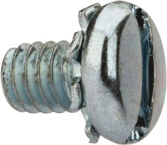 Value Collection - #8-32 UNC, 1/4" Length Under Head Slotted Drive Machine Screw - Pan Head, Grade J82 Steel, Zinc-Plated Finish, External Tooth - Industrial Tool & Supply