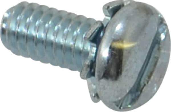 Value Collection - #8-32 UNC, 3/8" Length Under Head Slotted Drive Machine Screw - Pan Head, Grade J82 Steel, Zinc-Plated Finish, External Tooth - Industrial Tool & Supply