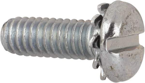 Value Collection - #8-32 UNC, 1/2" Length Under Head Slotted Drive Machine Screw - Pan Head, Grade J82 Steel, Zinc-Plated Finish, External Tooth - Industrial Tool & Supply