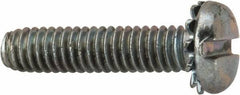 Value Collection - #8-32 UNC, 3/4" Length Under Head Slotted Drive Machine Screw - Pan Head, Grade J82 Steel, Zinc-Plated Finish, External Tooth - Industrial Tool & Supply