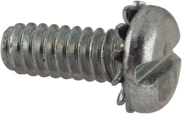 Value Collection - #10-24 UNC, 1/2" Length Under Head Slotted Drive Machine Screw - Pan Head, Grade J82 Steel, Zinc-Plated Finish, External Tooth - Industrial Tool & Supply