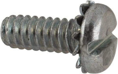 Value Collection - #10-24 UNC, 1/2" Length Under Head Slotted Drive Machine Screw - Pan Head, Grade J82 Steel, Zinc-Plated Finish, External Tooth - Industrial Tool & Supply