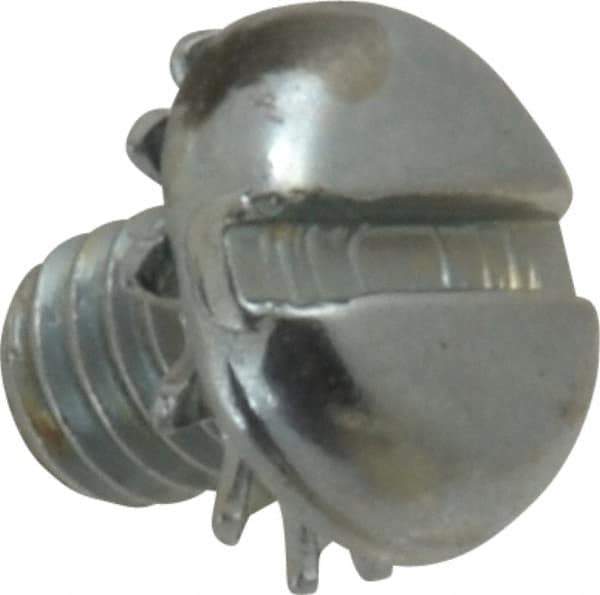Value Collection - #10-32 UNF, 1/4" Length Under Head Slotted Drive Machine Screw - Pan Head, Grade J82 Steel, Zinc-Plated Finish, External Tooth - Industrial Tool & Supply