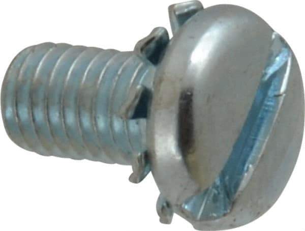 Value Collection - #10-32 UNF, 3/8" Length Under Head Slotted Drive Machine Screw - Pan Head, Grade J82 Steel, Zinc-Plated Finish, External Tooth - Industrial Tool & Supply