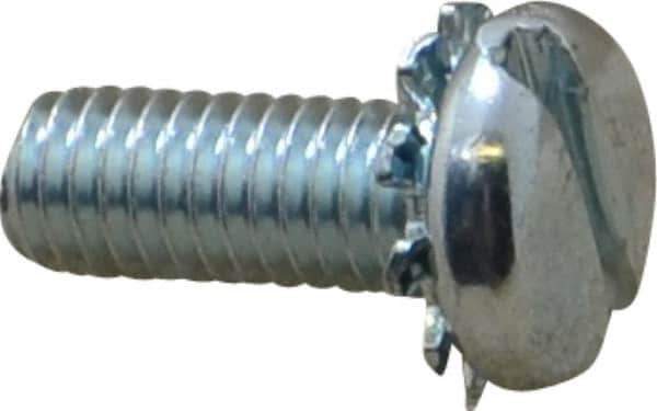 Value Collection - #10-32 UNF, 1/2" Length Under Head Slotted Drive Machine Screw - Pan Head, Grade J82 Steel, Zinc-Plated Finish, External Tooth - Industrial Tool & Supply