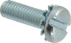 Value Collection - #10-32 UNF, 5/8" Length Under Head Slotted Drive Machine Screw - Pan Head, Grade J82 Steel, Zinc-Plated Finish, External Tooth - Industrial Tool & Supply