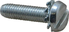 Value Collection - #10-32 UNF, 3/4" Length Under Head Slotted Drive Machine Screw - Pan Head, Grade J82 Steel, Zinc-Plated Finish, External Tooth - Industrial Tool & Supply