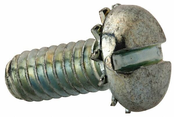 Value Collection - 1/4-20 UNC, 5/8" Length Under Head Slotted Drive Machine Screw - Pan Head, Grade J82 Steel, Zinc-Plated Finish, External Tooth - Industrial Tool & Supply