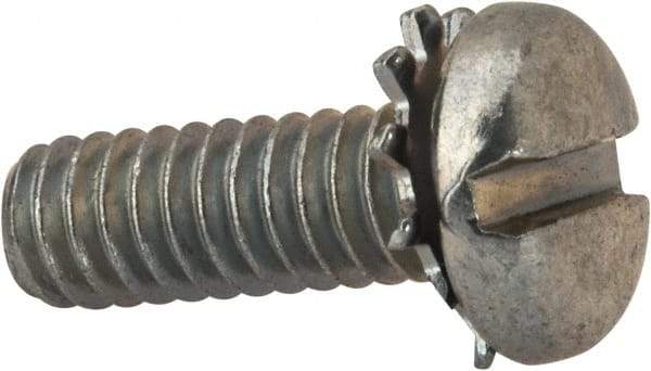 Value Collection - 1/4-20 UNC, 3/4" Length Under Head Slotted Drive Machine Screw - Pan Head, Grade J82 Steel, Zinc-Plated Finish, External Tooth - Industrial Tool & Supply
