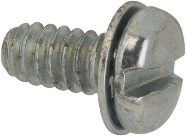 Value Collection - #6-32 UNC, 5/16" Length Under Head Slotted Drive Machine Screw - Pan Head, Grade J82 Steel, Zinc-Plated Finish, Internal Tooth - Industrial Tool & Supply