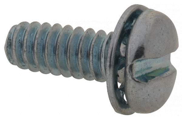 Value Collection - #6-32 UNC, 3/8" Length Under Head Slotted Drive Machine Screw - Pan Head, Grade J82 Steel, Zinc-Plated Finish, Internal Tooth - Industrial Tool & Supply