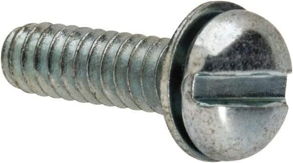 Value Collection - #6-32 UNC, 1/2" Length Under Head Slotted Drive Machine Screw - Pan Head, Grade J82 Steel, Zinc-Plated Finish, Internal Tooth - Industrial Tool & Supply