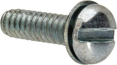 Value Collection - #6-32 UNC, 1/2" Length Under Head Slotted Drive Machine Screw - Pan Head, Grade J82 Steel, Zinc-Plated Finish, Internal Tooth - Industrial Tool & Supply