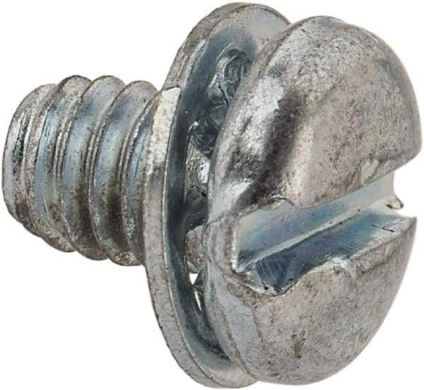 Value Collection - #8-32 UNC, 1/4" Length Under Head Slotted Drive Machine Screw - Pan Head, Grade J82 Steel, Zinc-Plated Finish, Internal Tooth - Industrial Tool & Supply