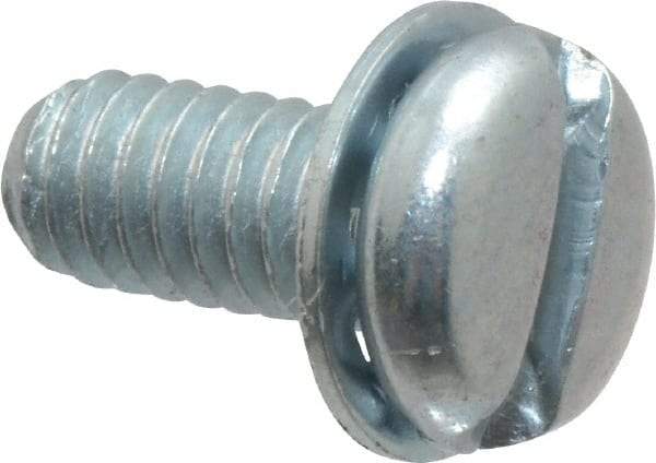 Value Collection - #8-32 UNC, 3/8" Length Under Head Slotted Drive Machine Screw - Pan Head, Grade J82 Steel, Zinc-Plated Finish, Internal Tooth - Industrial Tool & Supply