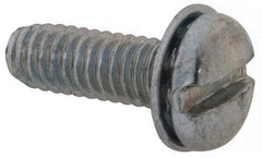 Value Collection - #8-32 UNC, 1/2" Length Under Head Slotted Drive Machine Screw - Pan Head, Grade J82 Steel, Zinc-Plated Finish, Internal Tooth - Industrial Tool & Supply