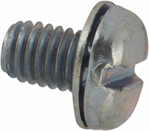 Value Collection - #10-32 UNF, 5/16" Length Under Head Slotted Drive Machine Screw - Pan Head, Grade J82 Steel, Zinc-Plated Finish, Internal Tooth - Industrial Tool & Supply