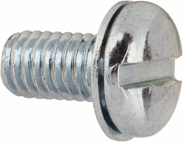 Value Collection - #10-32 UNF, 3/8" Length Under Head Slotted Drive Machine Screw - Pan Head, Grade J82 Steel, Zinc-Plated Finish, Internal Tooth - Industrial Tool & Supply