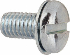 Value Collection - #10-32 UNF, 3/8" Length Under Head Slotted Drive Machine Screw - Pan Head, Grade J82 Steel, Zinc-Plated Finish, Internal Tooth - Industrial Tool & Supply